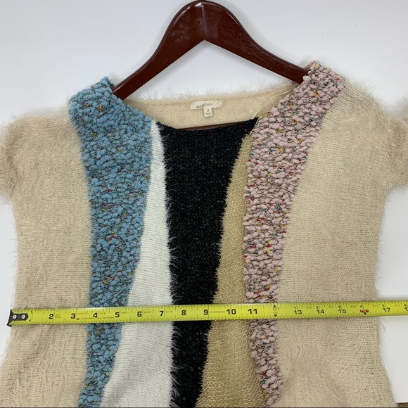 Mystree Unique Print Metallic Mesh Popcorn Soft Eyelash Sweater Size Small - Picture 13 of 15